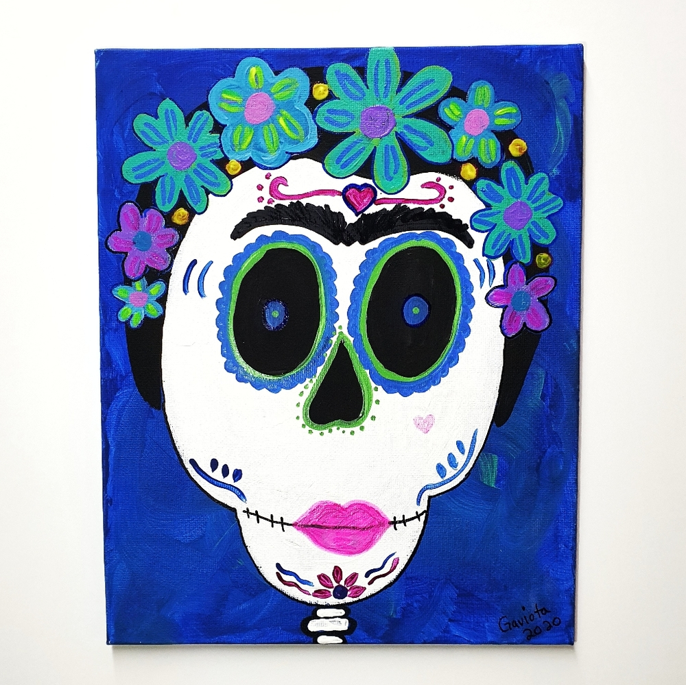 Frida Kahlo Sugar Skull 1 Acrylic Painting